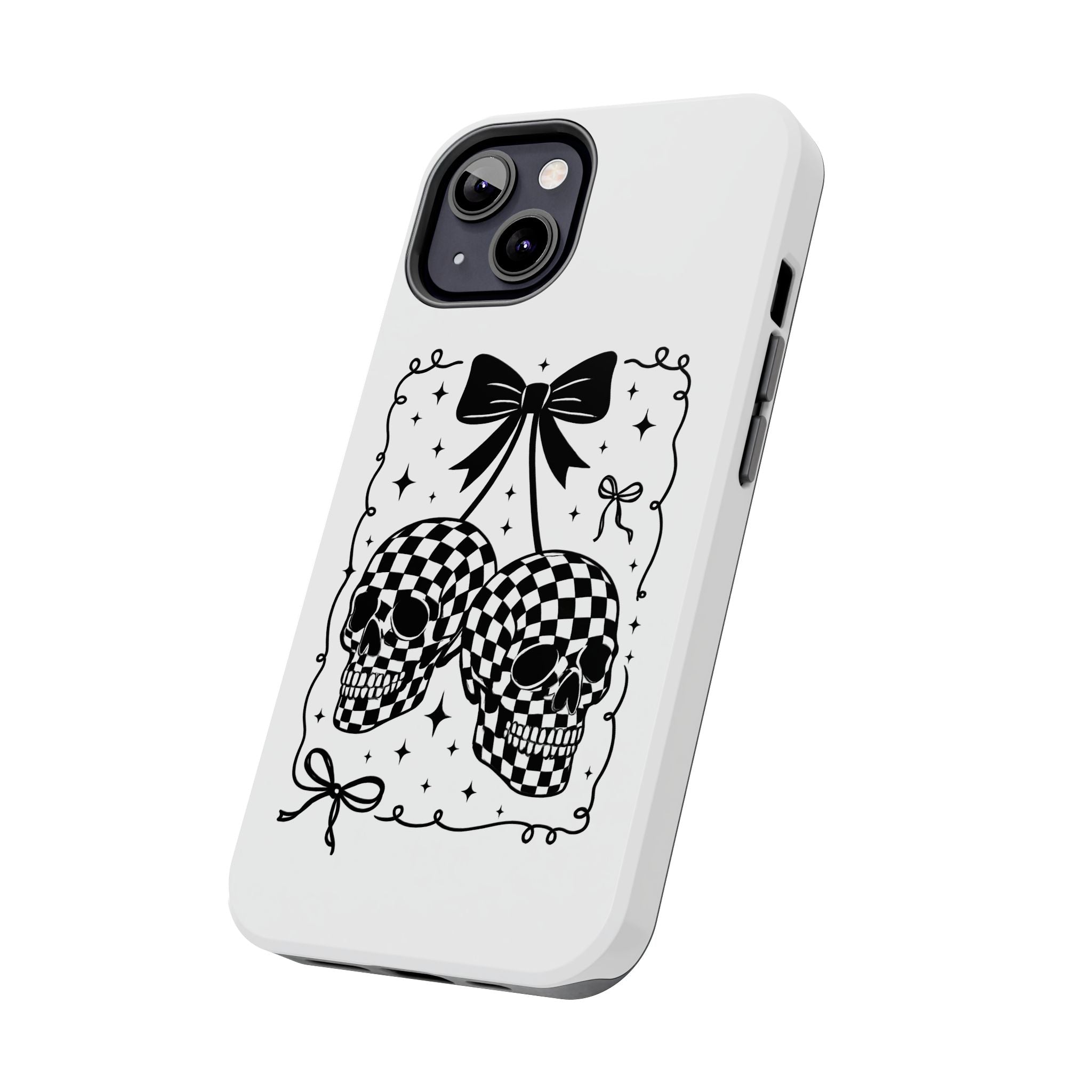 Skull Bow Phone Case - Checkerboard Gothic Tough Phone Case