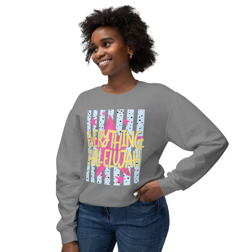 Crewneck Sweatshirt — "Everything Hallelujah" Retro Star Graphic