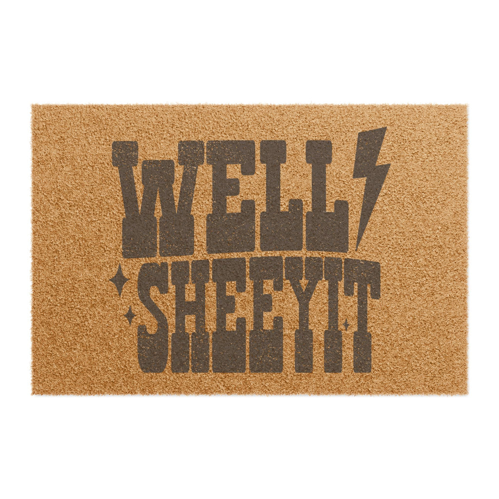 Doormat — 'Well Sh*t' Funny Welcome Coir Mat with Lightning Bolt (Humorous Entryway Gift)