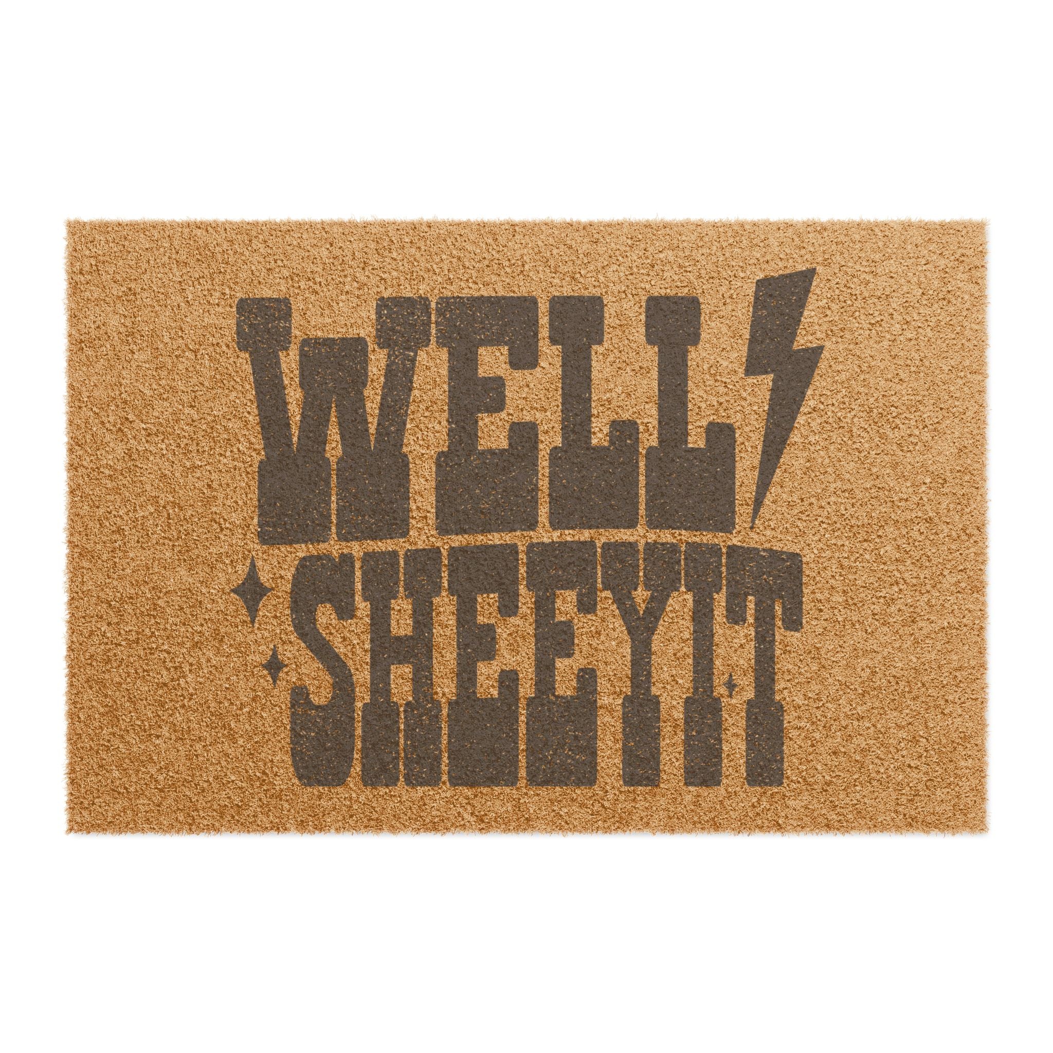 Doormat — 'Well Sh*t' Funny Welcome Coir Mat with Lightning Bolt (Humorous Entryway Gift)