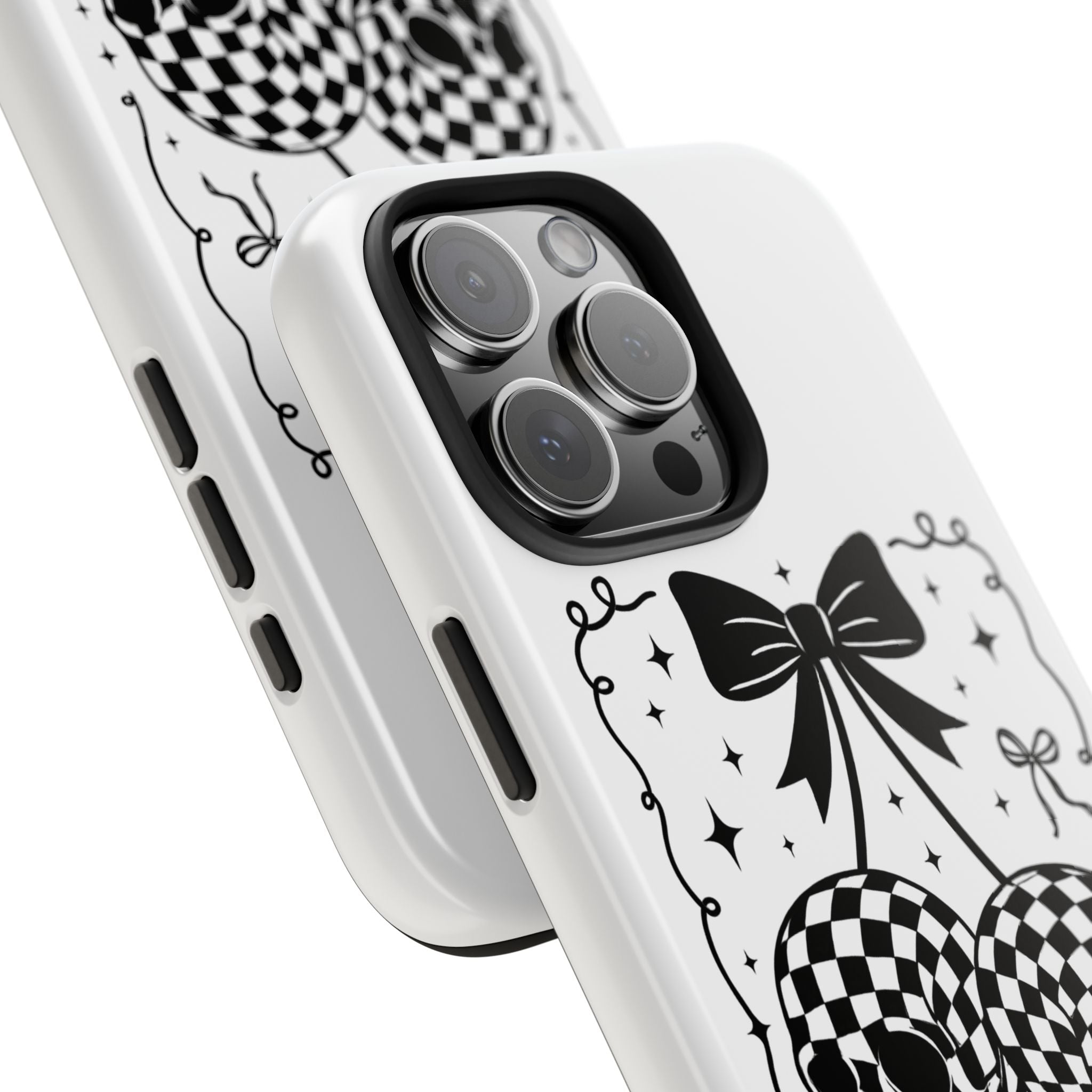 Skull Bow Phone Case - Checkerboard Gothic Tough Phone Case