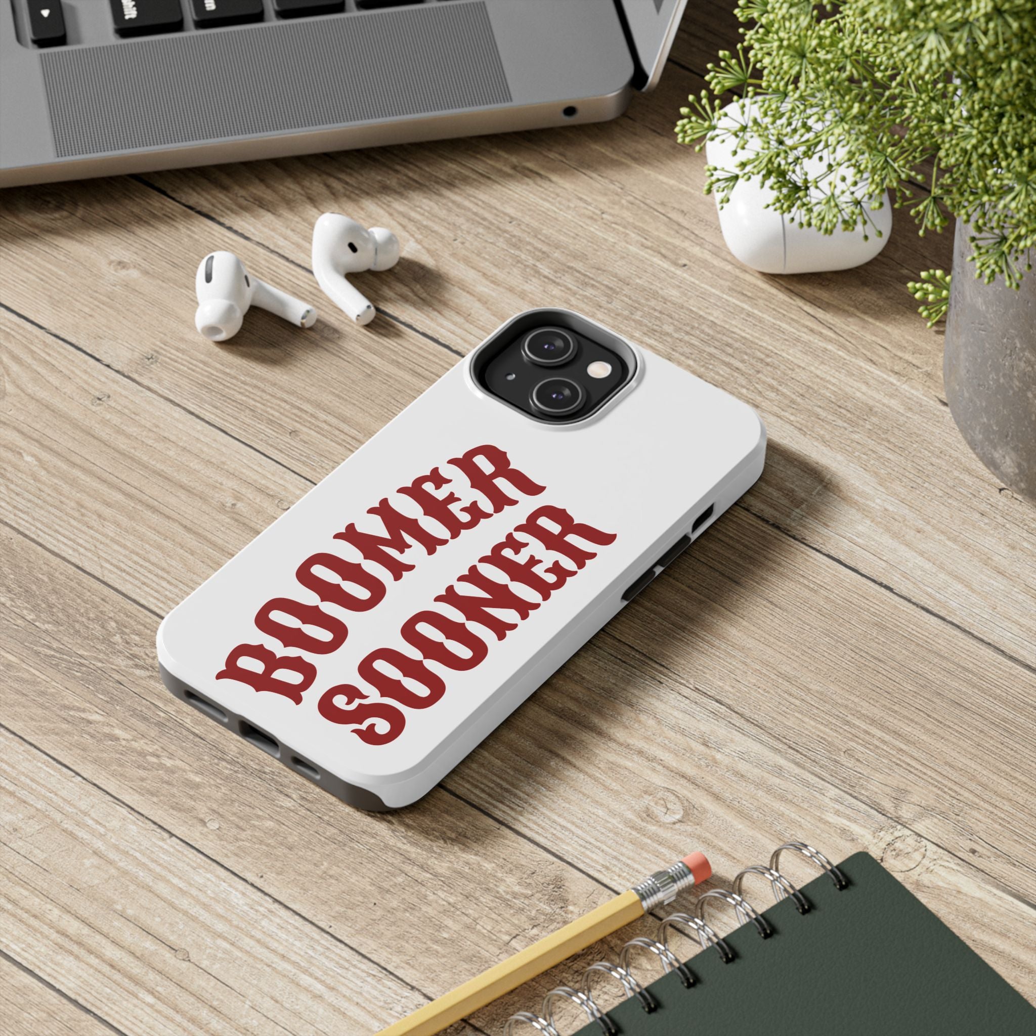 Boomer Sooner Tough Phone Case — Oklahoma Crimson Retro Text Protective Cover