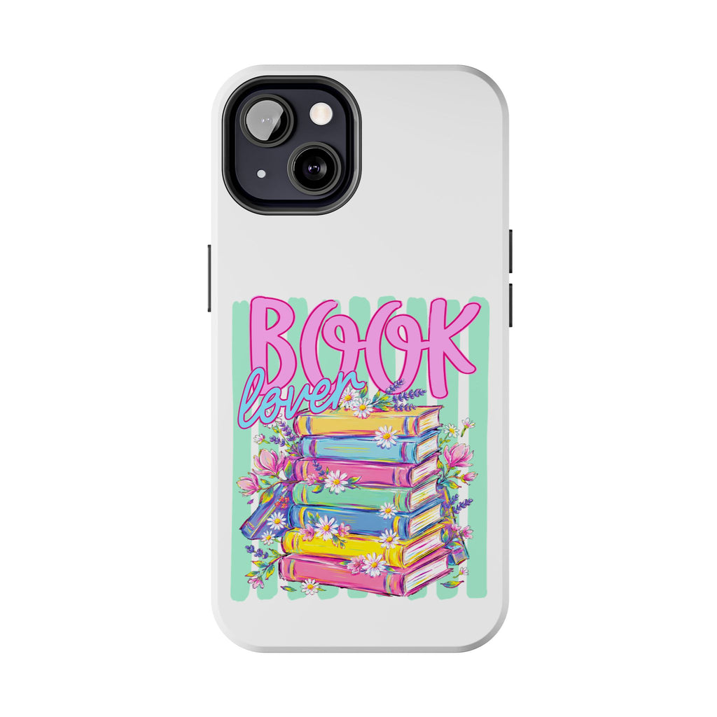 Book Lover Tough Phone Case — Colorful Stack of Books Floral Design