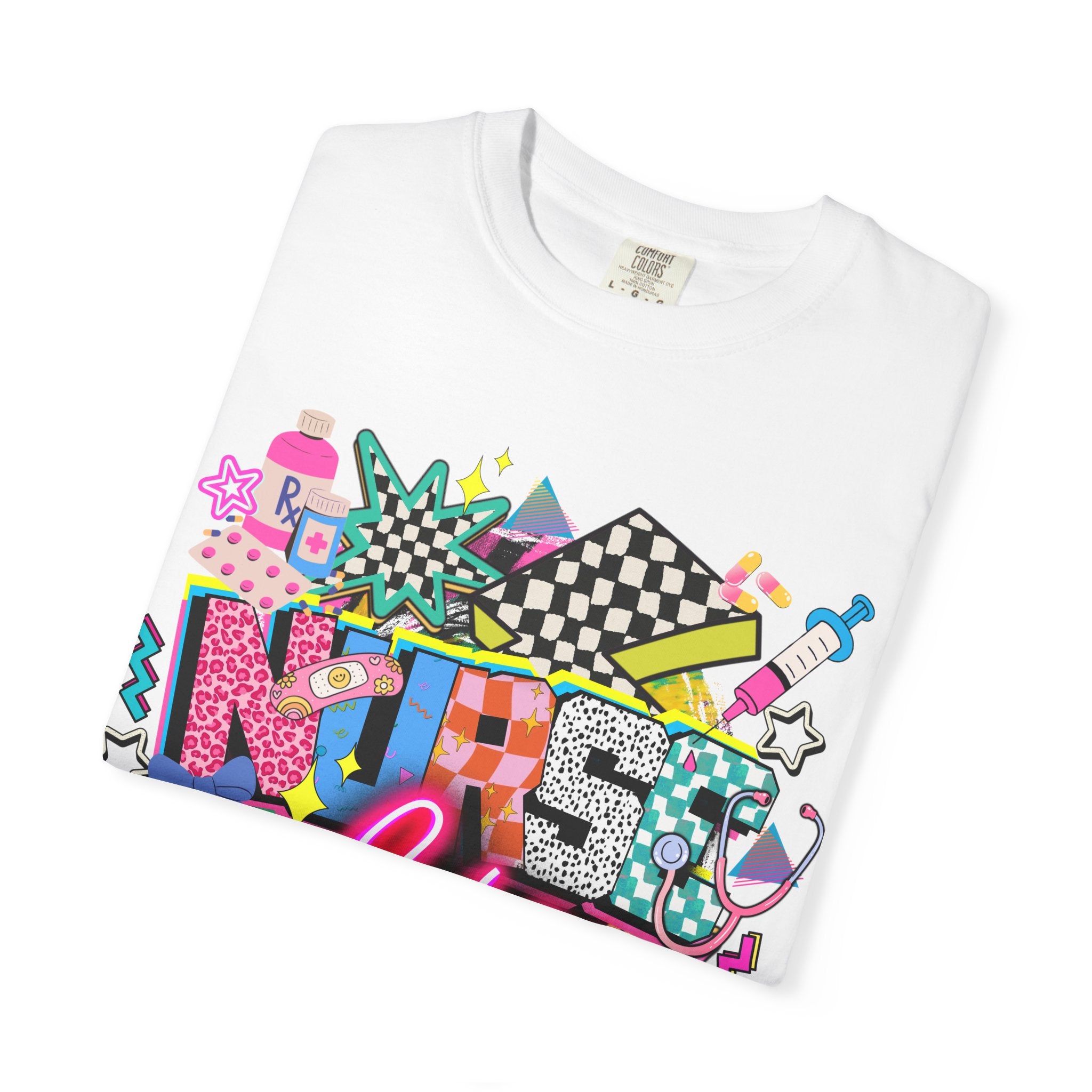 Unisex Graphic T-Shirt — "Nurse for Life" Retro Neon Pop Art Tee