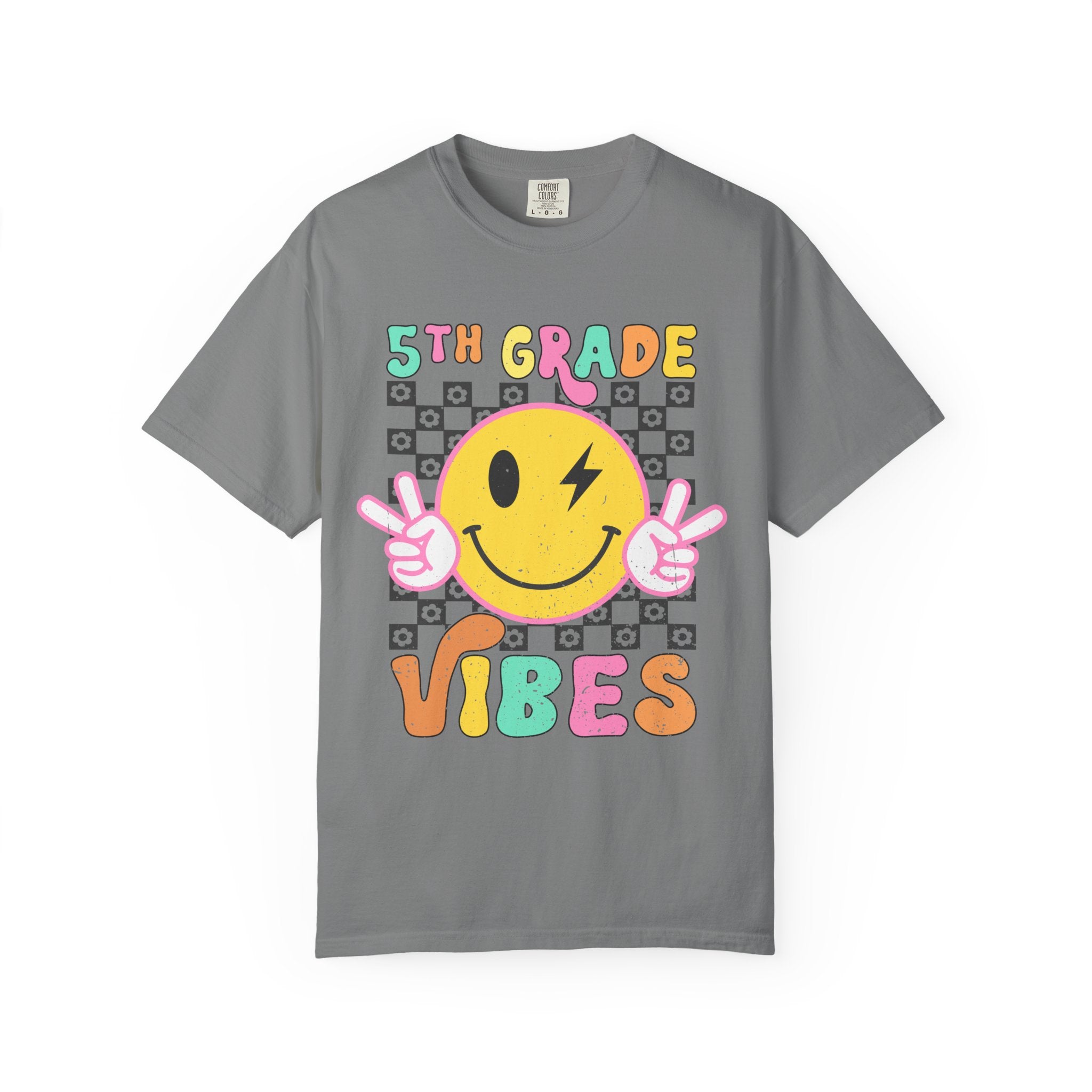 5th Grade Vibes T-Shirt — Retro Smiley Peace School Tee