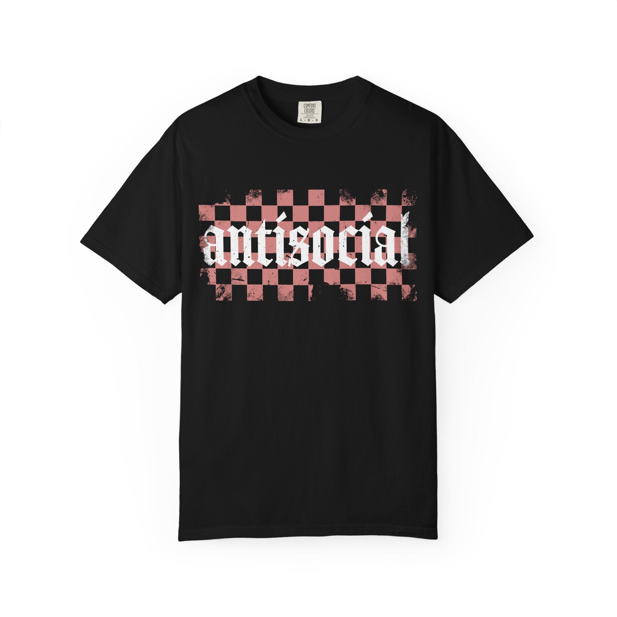 Checkerboard Vintage T-Shirt — Faded Red 'AMERICAN' Graphic