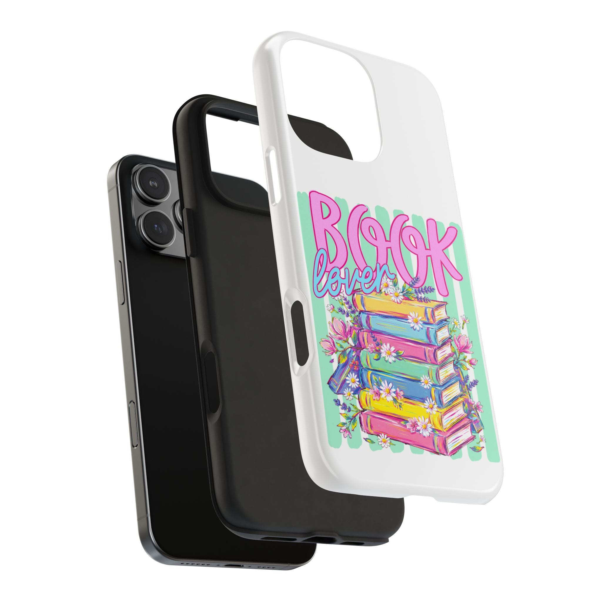 Book Lover Tough Phone Case — Colorful Stack of Books Floral Design