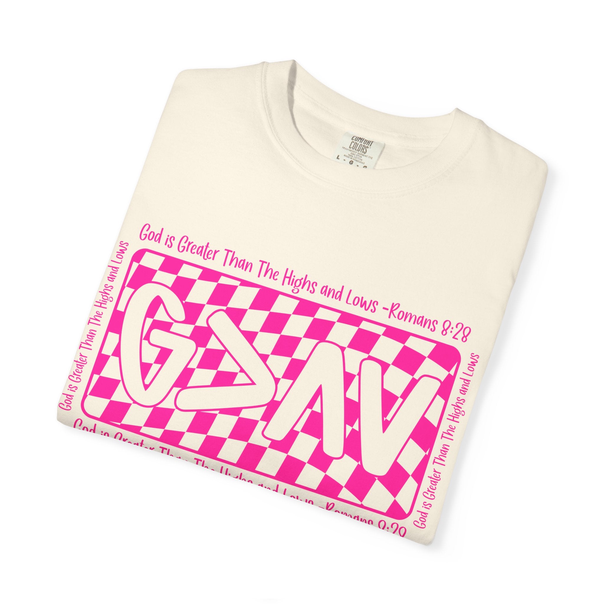 Good & Greater Checker Logo T-Shirt — Pink Graphic Tee