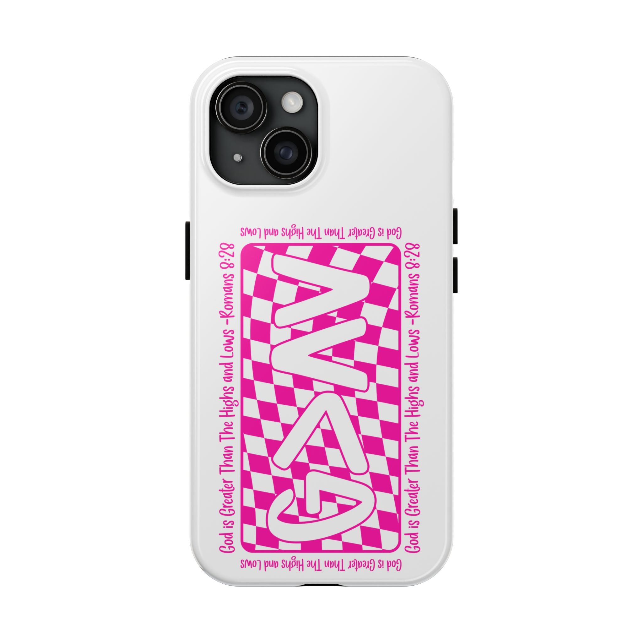 Pink Checker 'GAY' Tough Phone Case — Bold Pride Protective Cover