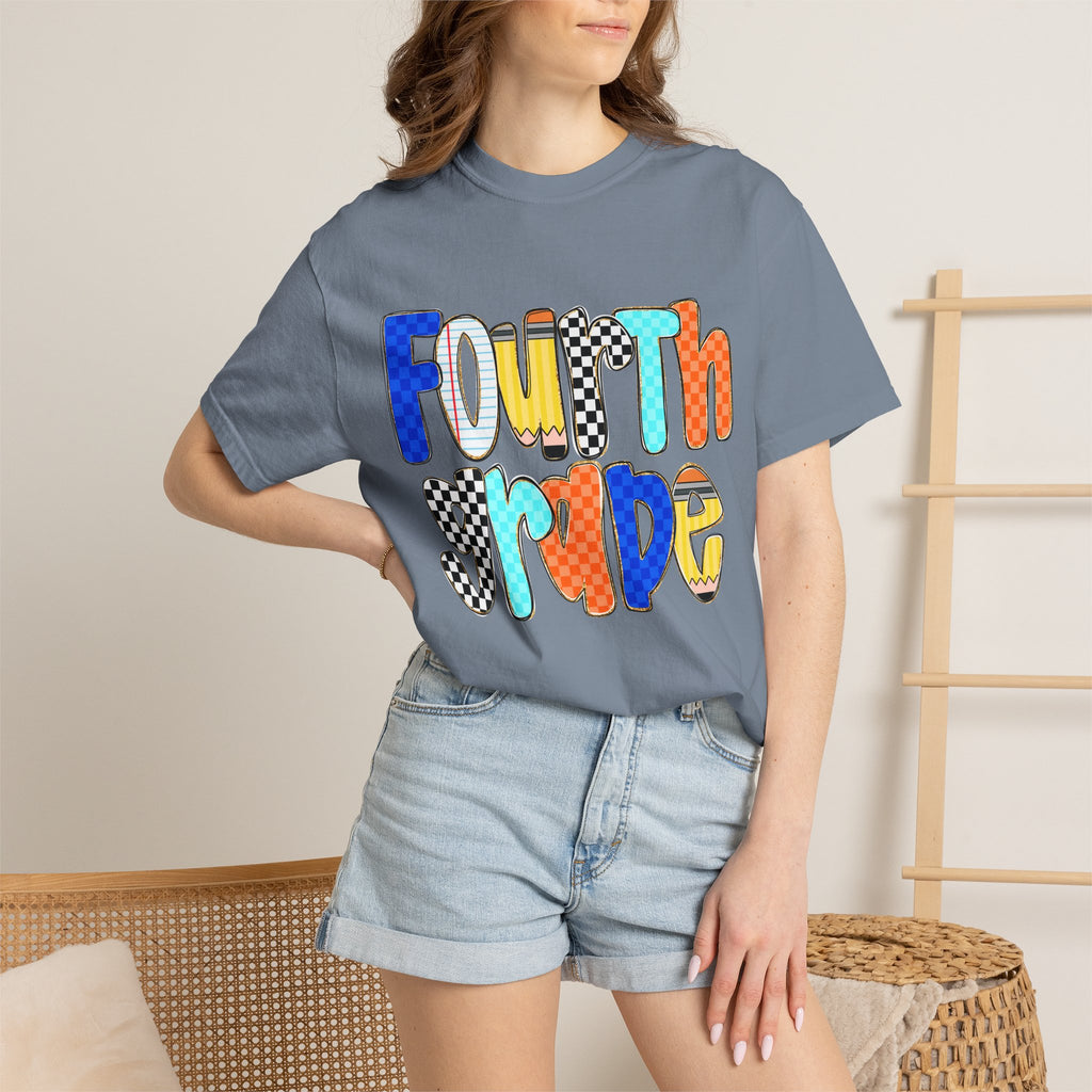 Fourth Grade T-Shirt — Colorful Retro Lettering Tee for Kids
