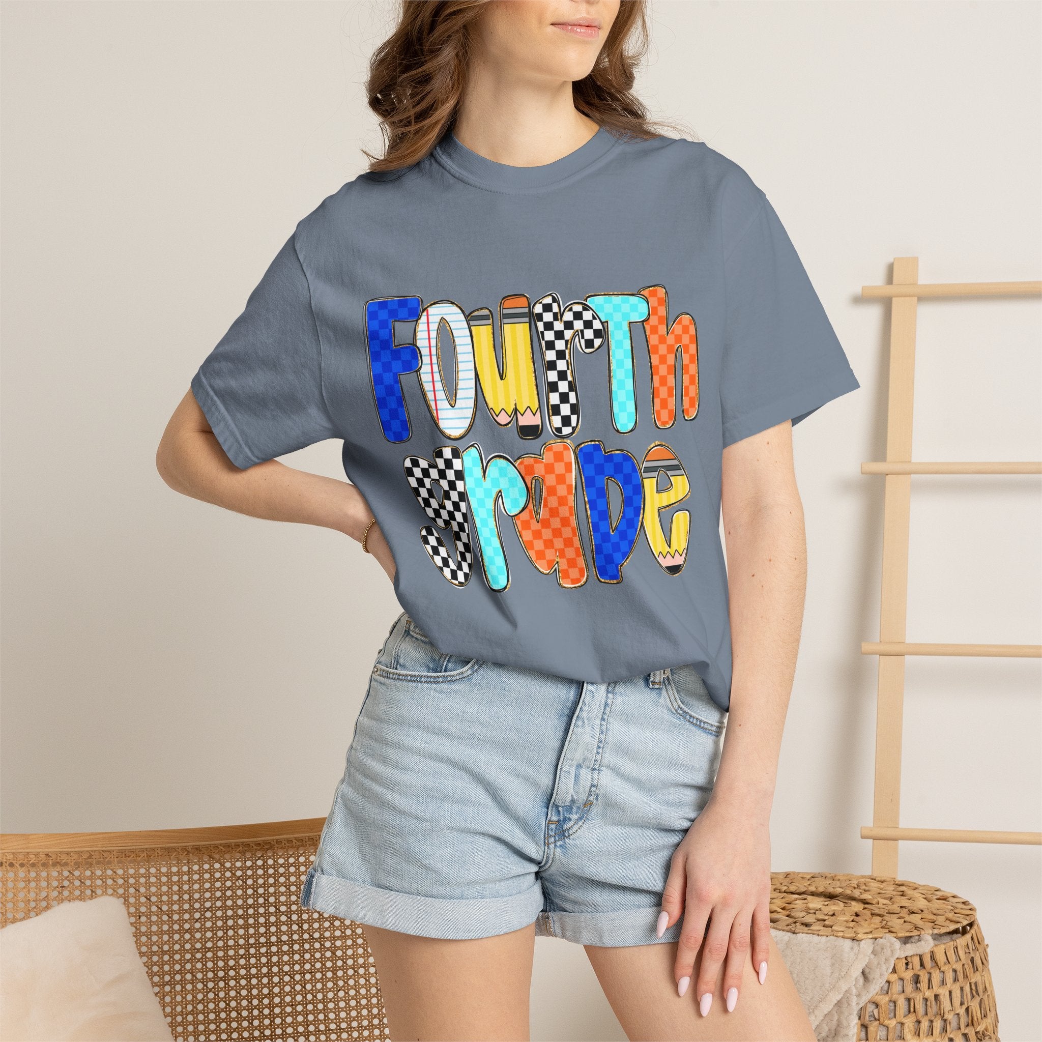 Fourth Grade T-Shirt — Colorful Retro Lettering Tee for Kids
