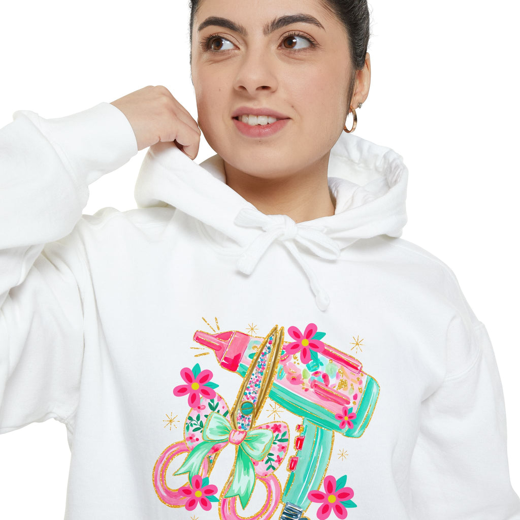 White Floral Scooter Hoodie — Retro Pink & Teal Vespa Design