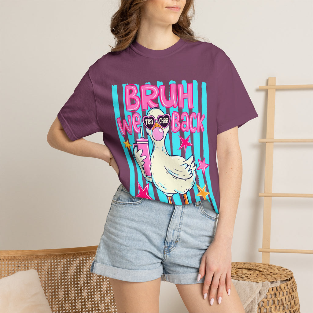 T‑Shirt — 'Bruh We Back' Duck Graphic Tee (Retro Pastel Streetwear)