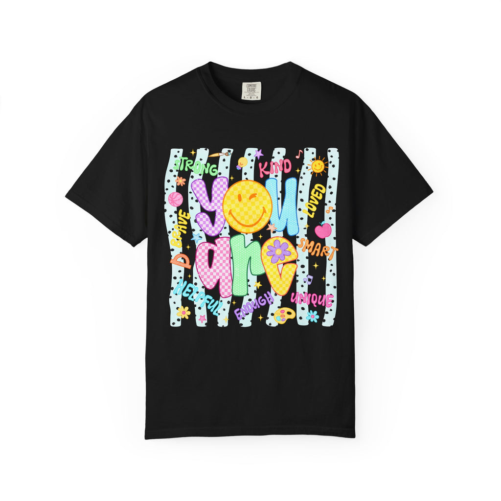 You Are Amazing T-Shirt — Positive Vibes Graphic Tee with Smiley & Kindness Doodle