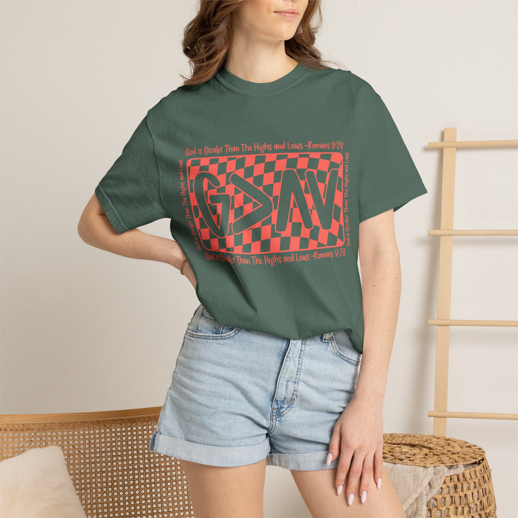 Grateful Dead Vibes Checkerboard Graphic T‑Shirt — 'G?AV' Retro Band Tee