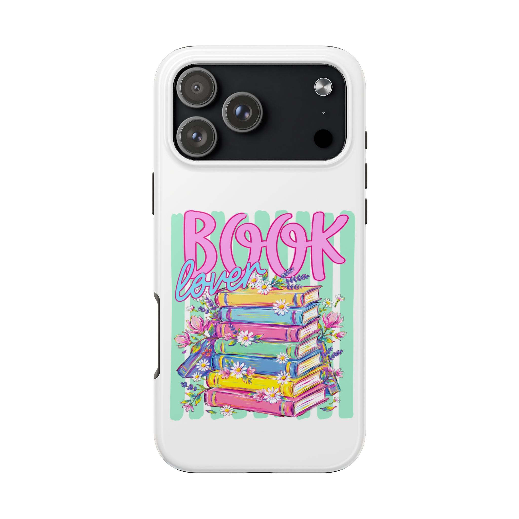 Book Lover Tough Phone Case — Colorful Stack of Books Floral Design