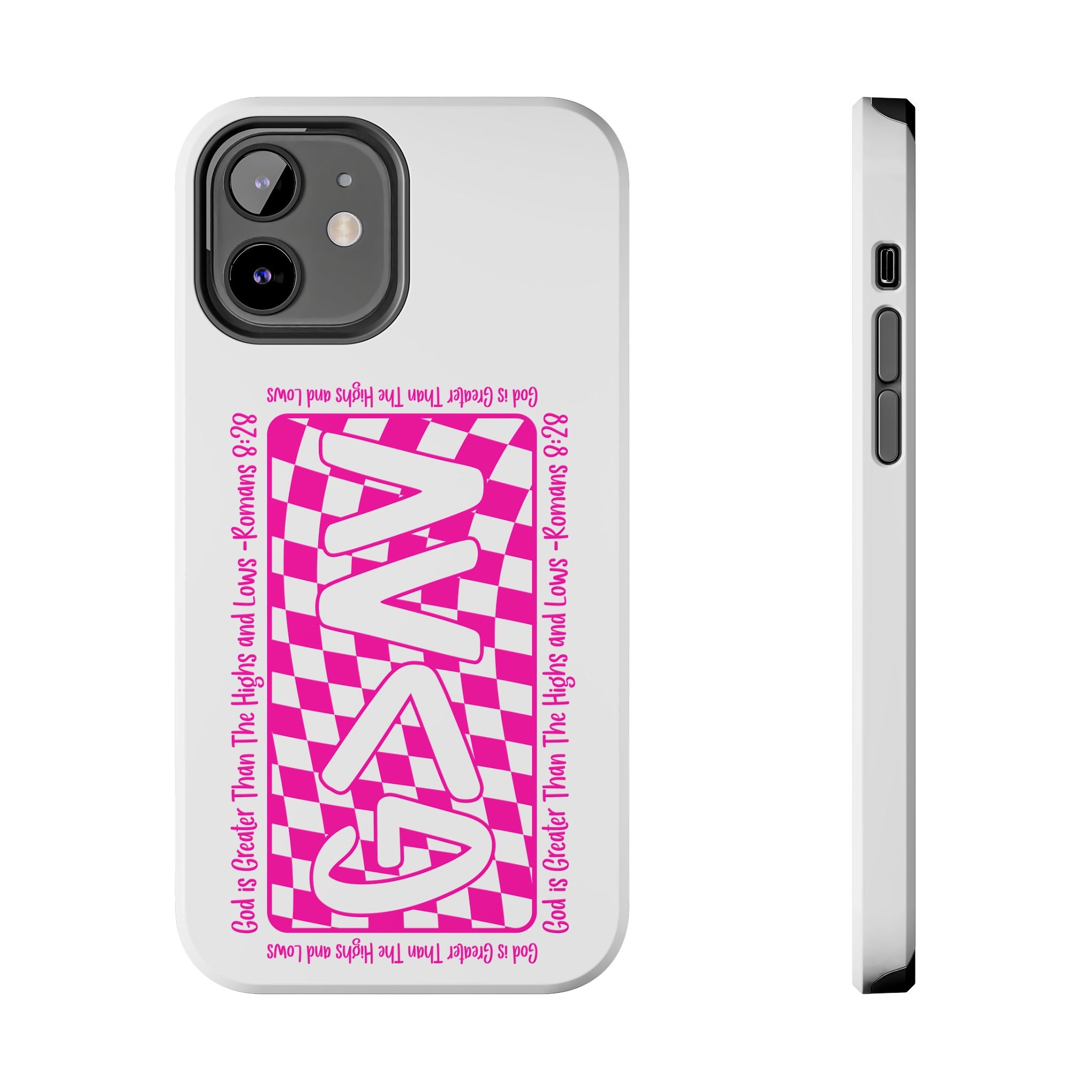 Pink Checker 'GAY' Tough Phone Case — Bold Pride Protective Cover