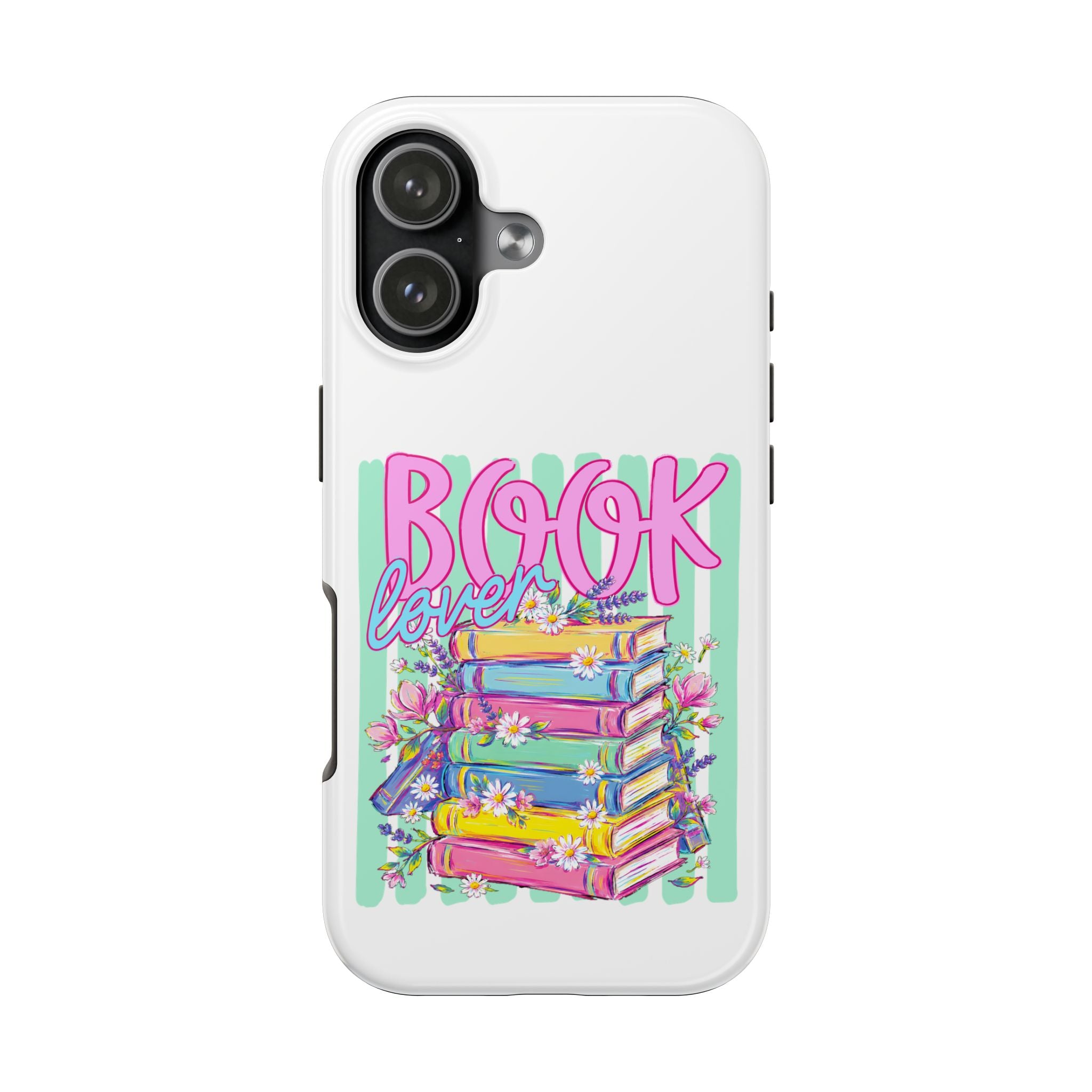 Book Lover Tough Phone Case — Colorful Stack of Books Floral Design