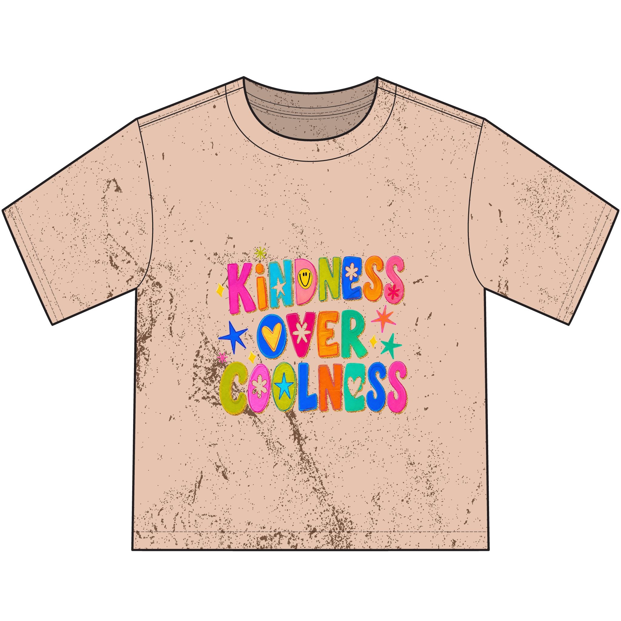 Kindness Over Coolness Youth T‑Shirt — Colorful Retro Kids Tee