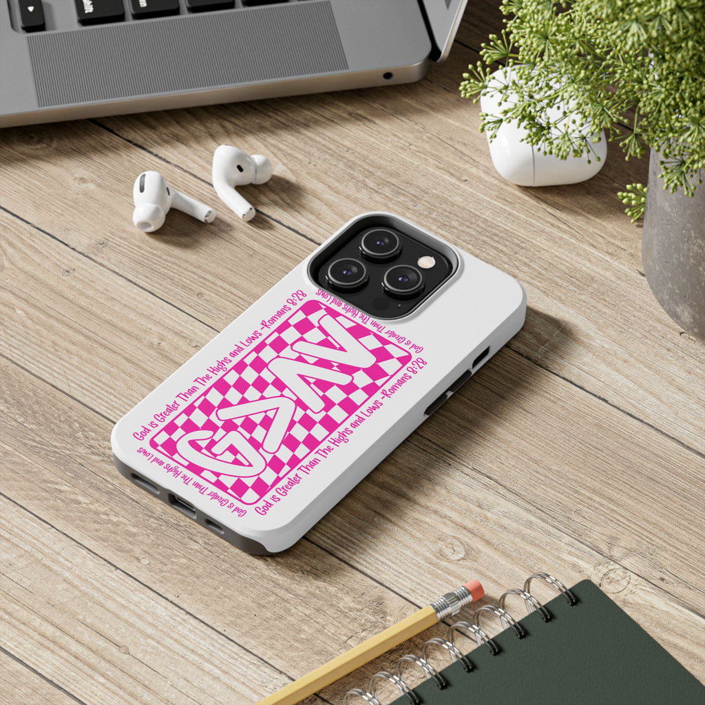 Pink Checker 'GAY' Tough Phone Case — Bold Pride Protective Cover