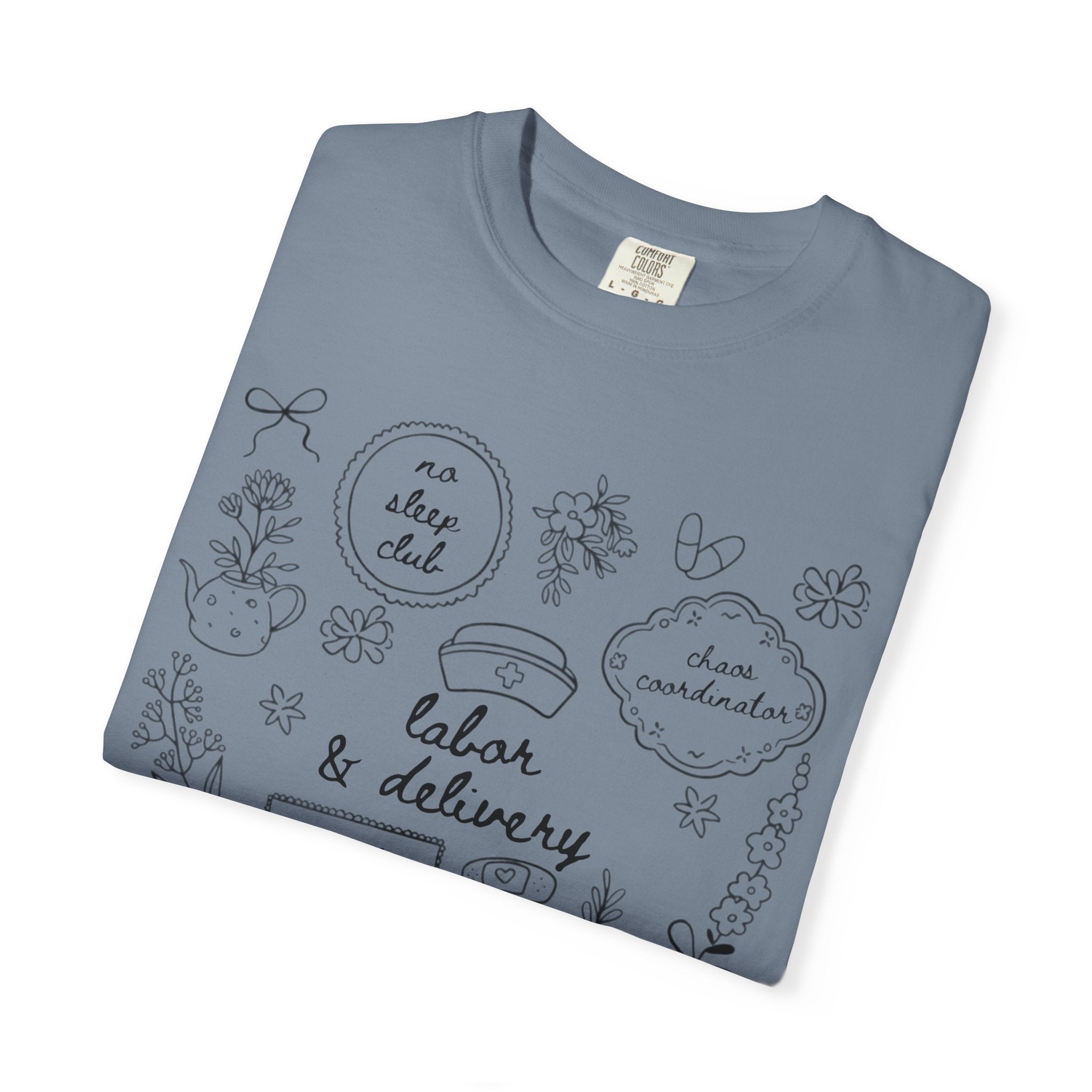 Nurse & Delivery Doodles T-Shirt — Hand-Drawn Medical Appreciation Tee