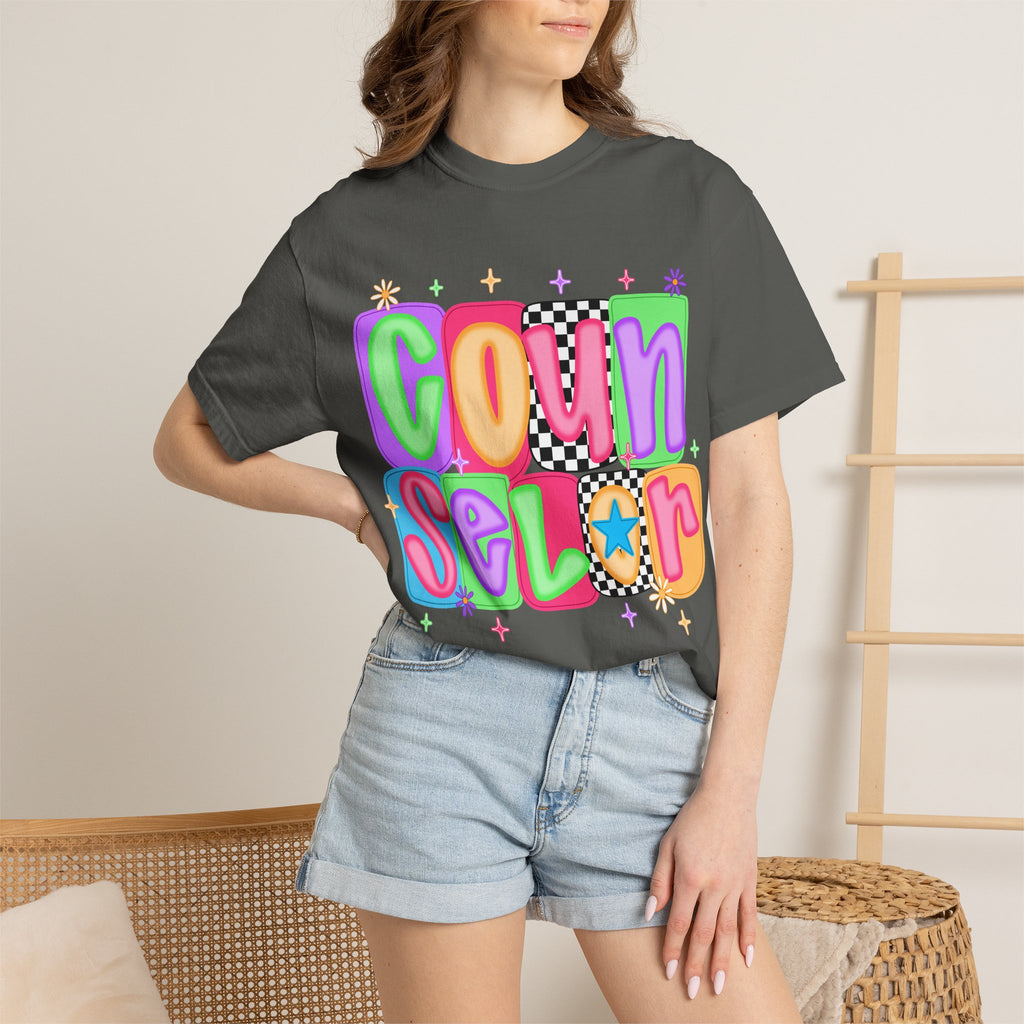 Counselor Graphic T-Shirt — Retro Colorful 'Counselor' Camp & Summer Staff Tee