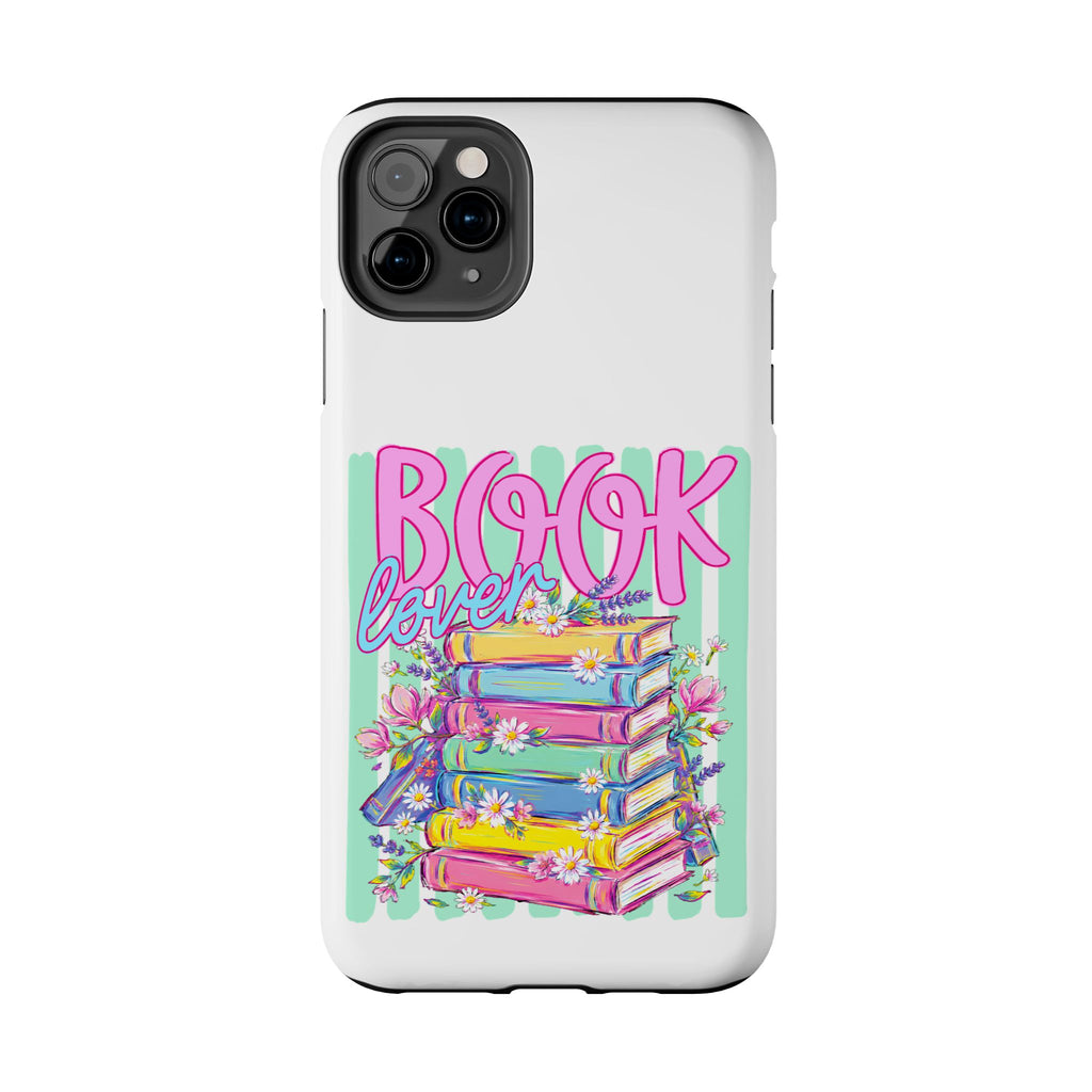 Book Lover Tough Phone Case — Colorful Stack of Books Floral Design