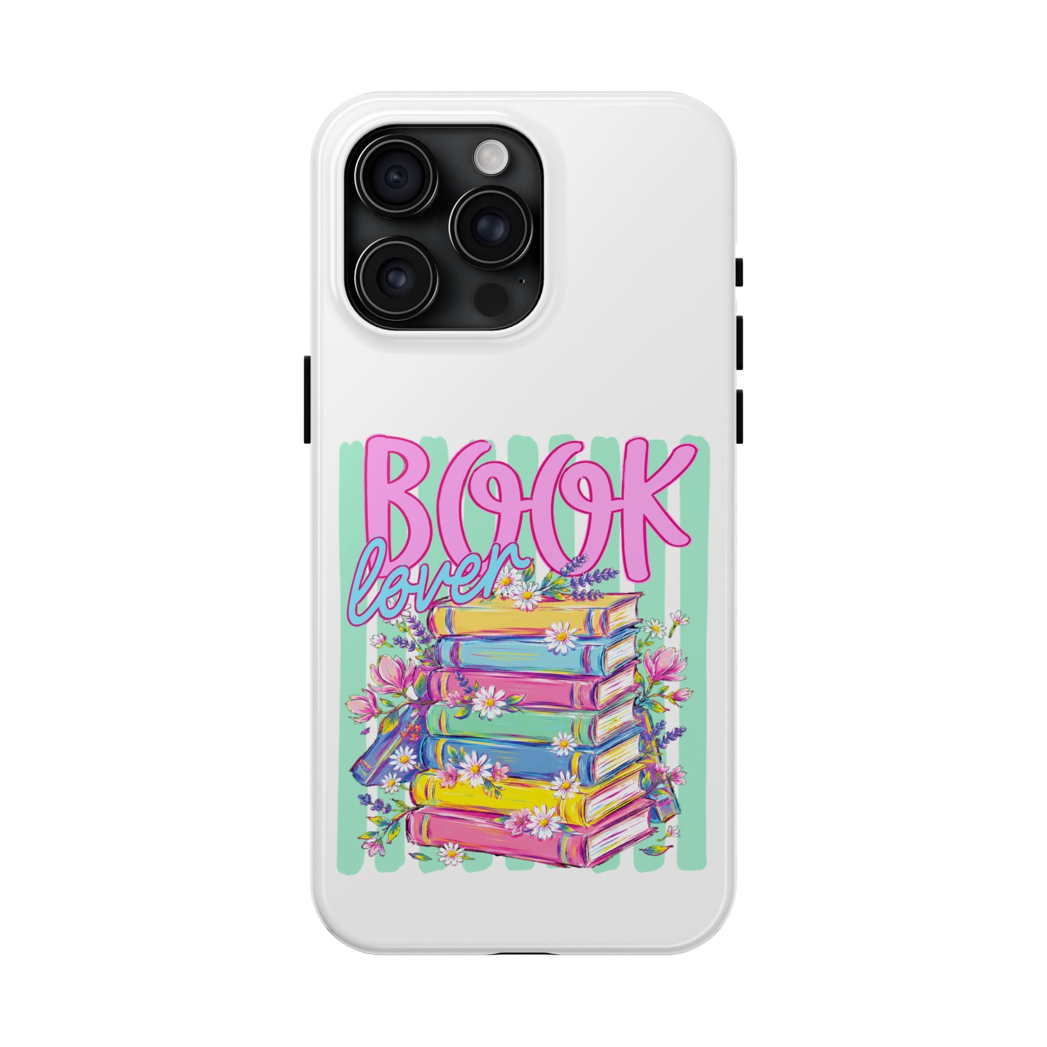 Book Lover Tough Phone Case — Colorful Stack of Books Floral Design
