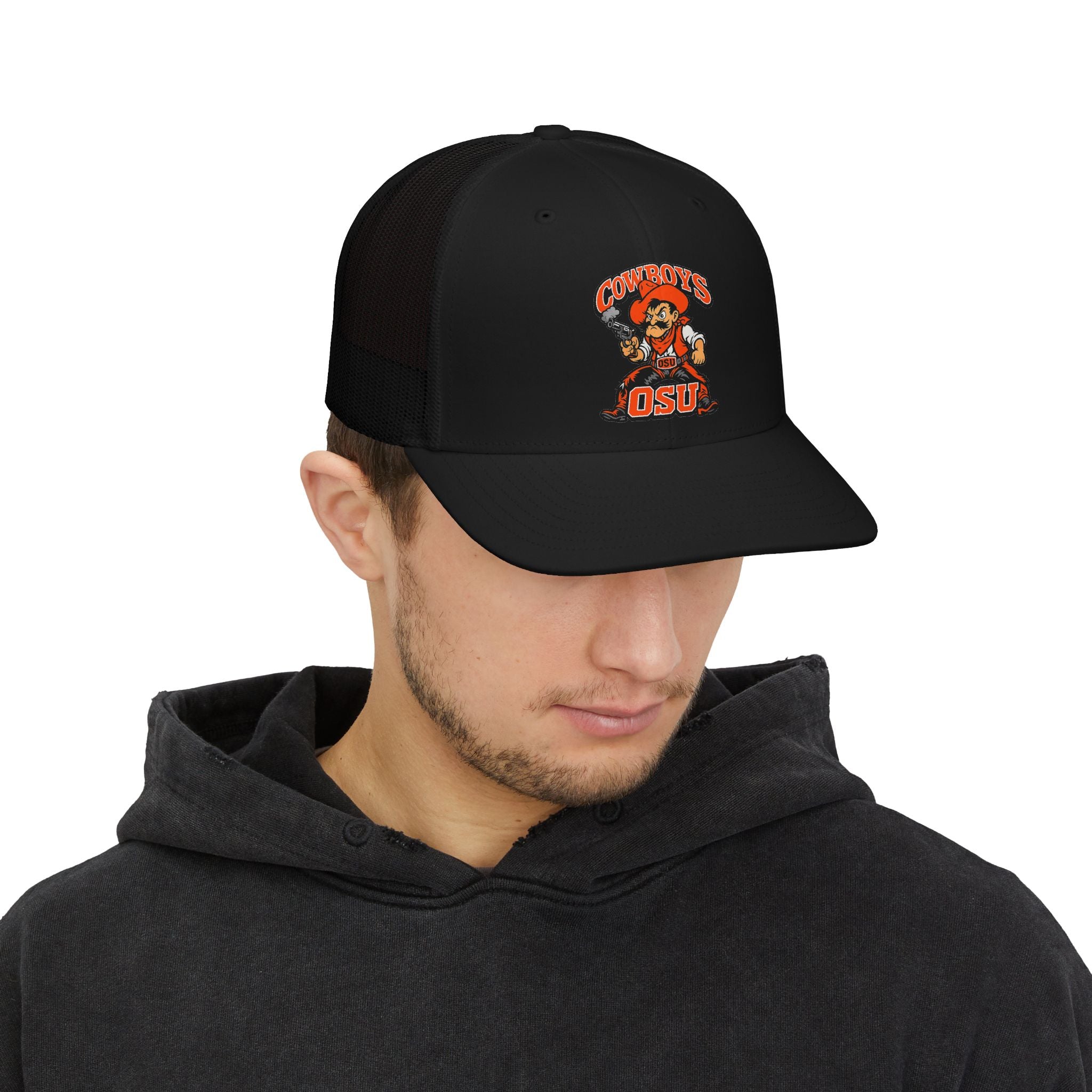 OSU Cowboys Snapback Trucker Cap — Vintage Mascot Logo Hat