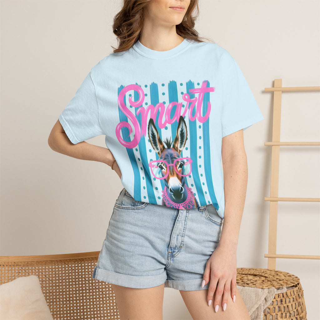 Smart Donkey Graphic T-Shirt — Retro Striped Funny Animal Tee