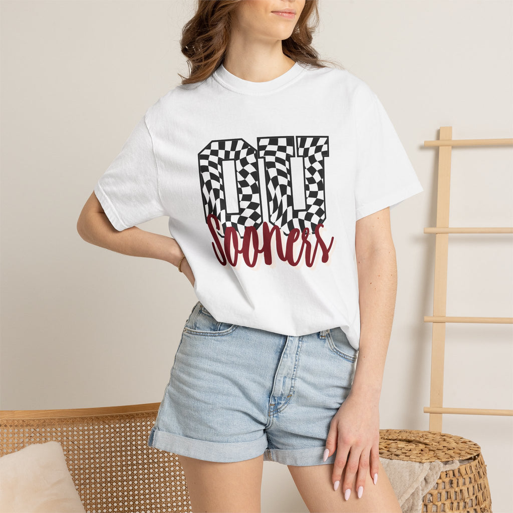 Sooners Checkerboard Tee — '00 Sooners' Vintage Game-Day T-Shirt