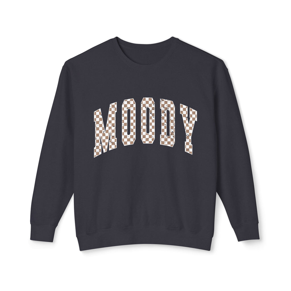 Woody Checkerboard Crewneck Sweatshirt — Peach Graphic Pullover