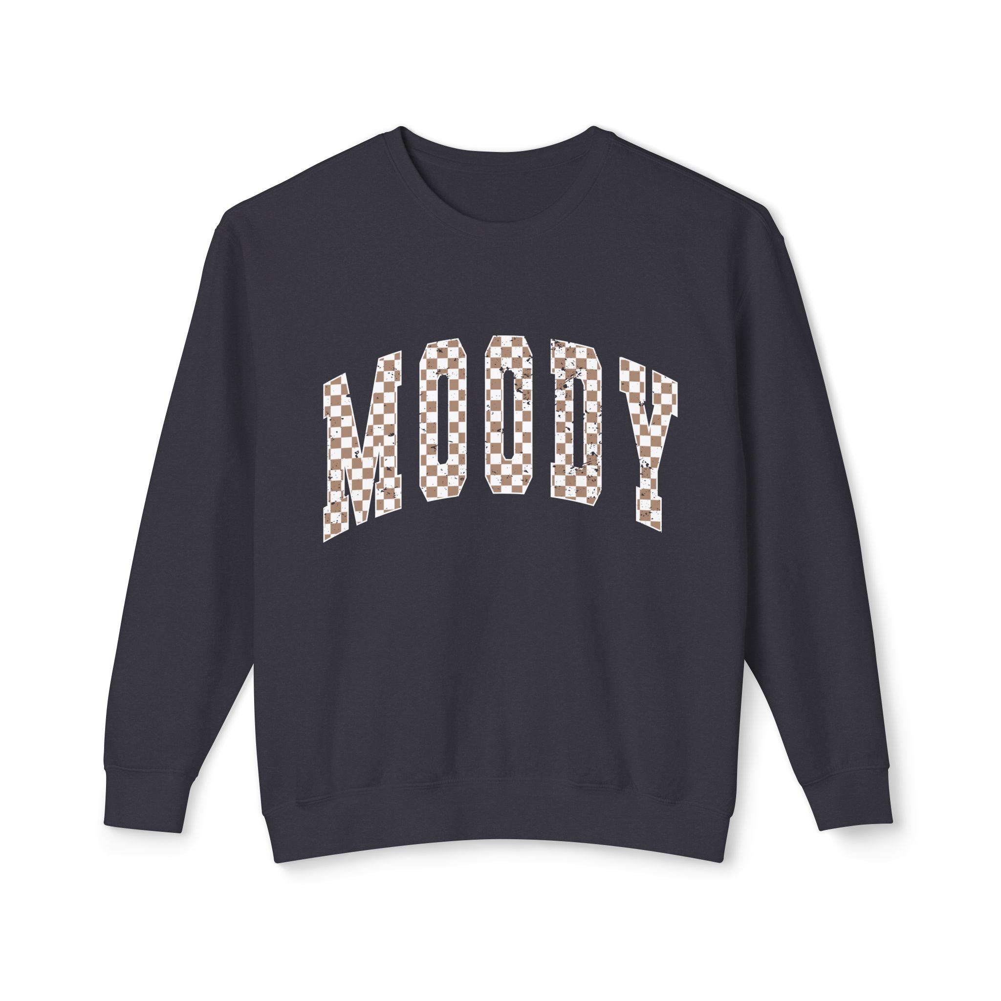 Woody Checkerboard Crewneck Sweatshirt — Peach Graphic Pullover