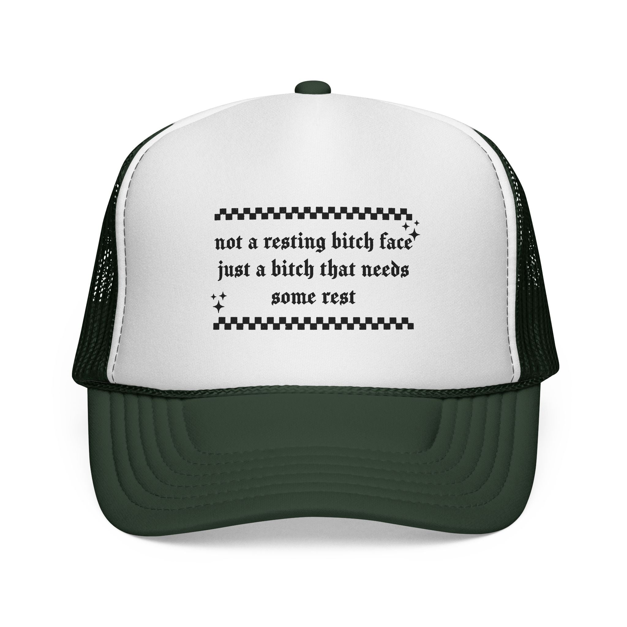 Trucker Hat — "Not a resting bitch face, just a bitch that needs some rest" (Funny Statement Cap)