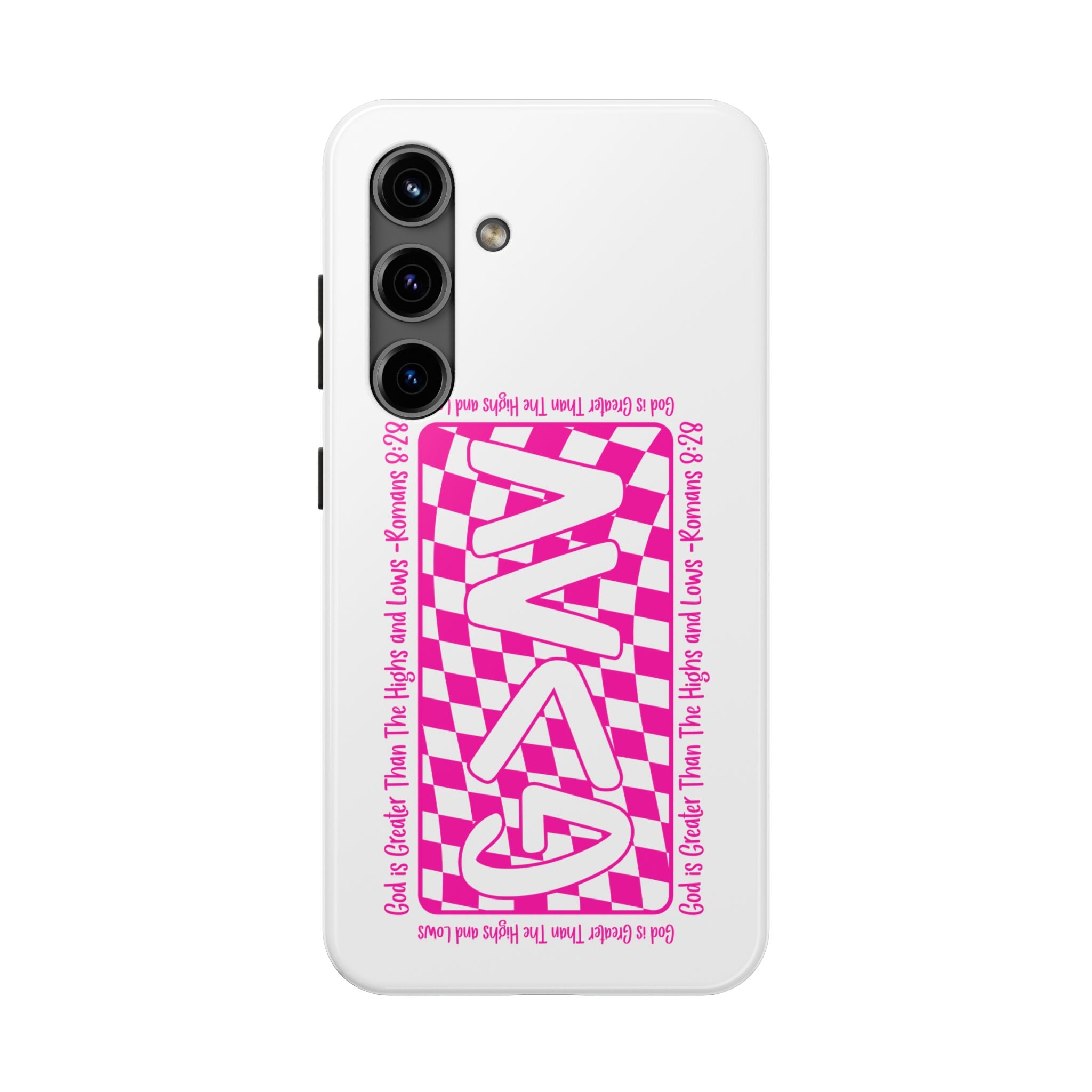 Pink Checker 'GAY' Tough Phone Case — Bold Pride Protective Cover