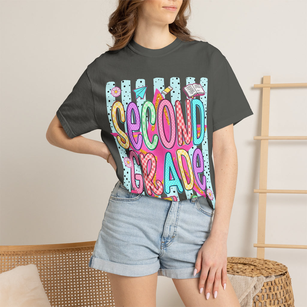 Second Grade T-Shirt — Cute Colorful School Tee for Teachers & Students