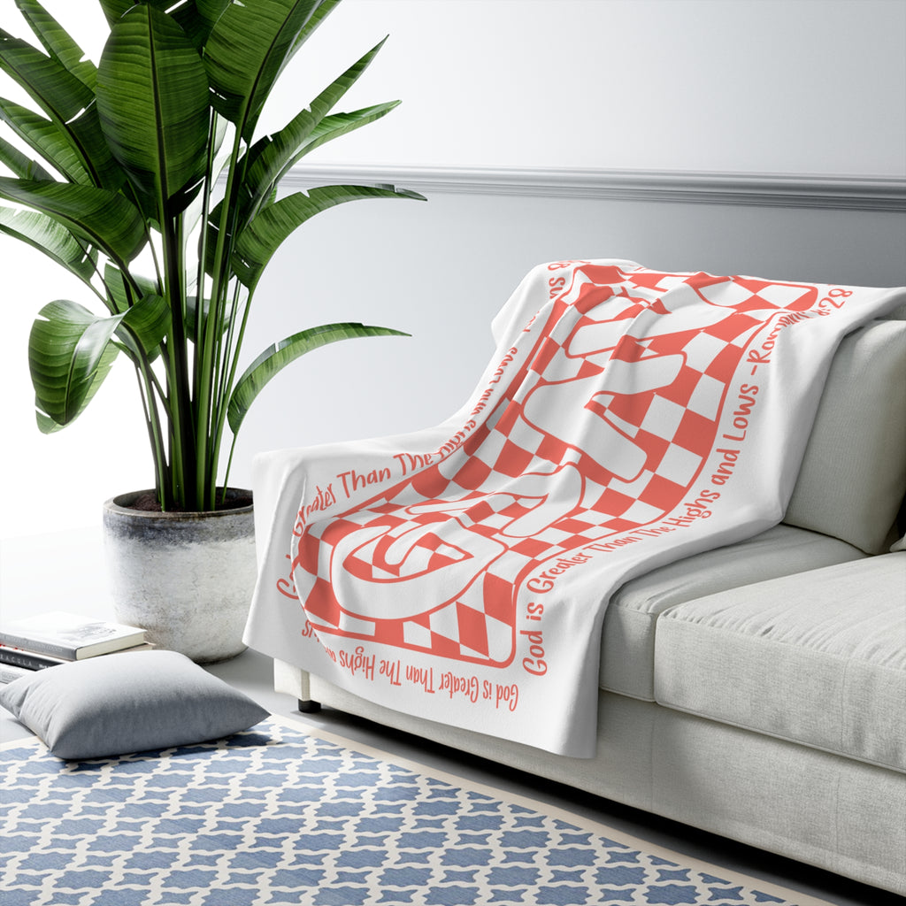 Sherpa Blanket with 'Gave' Retro Checkerboard & Romans 8:28 Scripture
