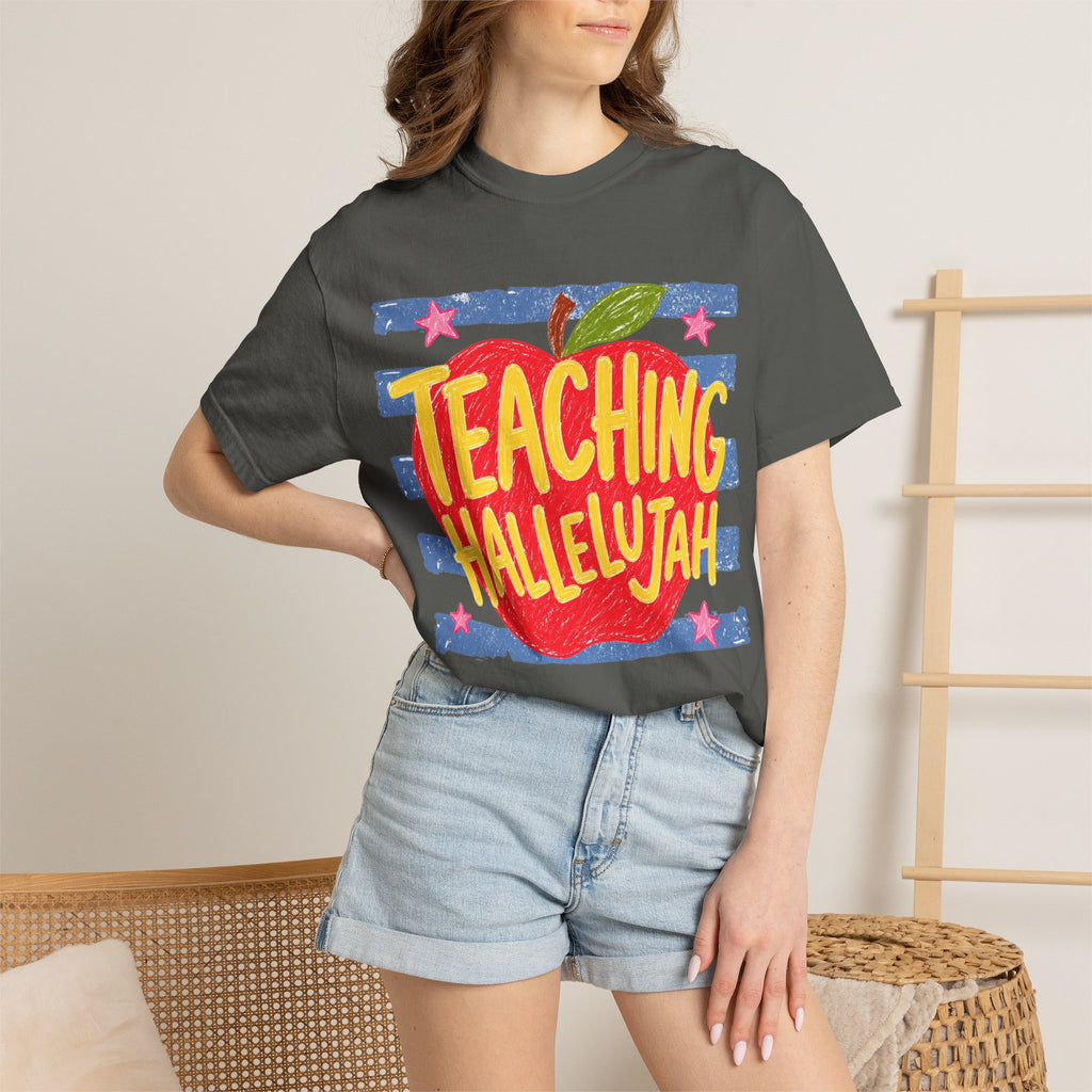 Teaching Hallelujah Teacher T-Shirt — Apple Graphic Back-to-School Gift