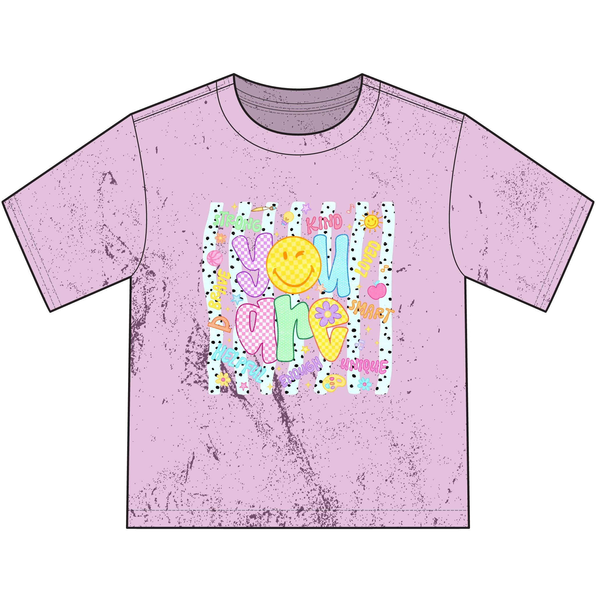 Youth T-Shirt "Be Kind" Color Blast Graphic Tee – Retro Smile & Flowers