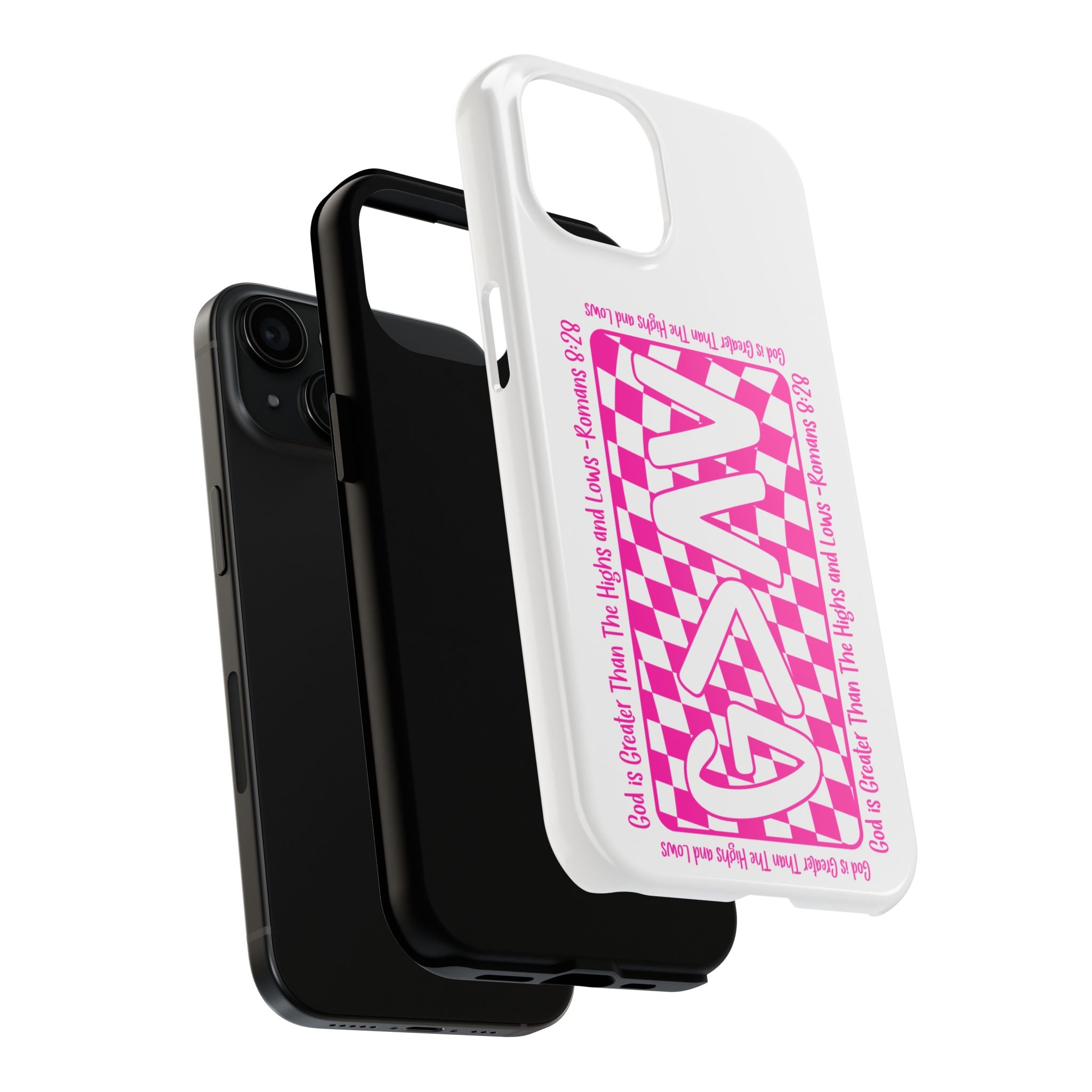 Pink Checker 'GAY' Tough Phone Case — Bold Pride Protective Cover