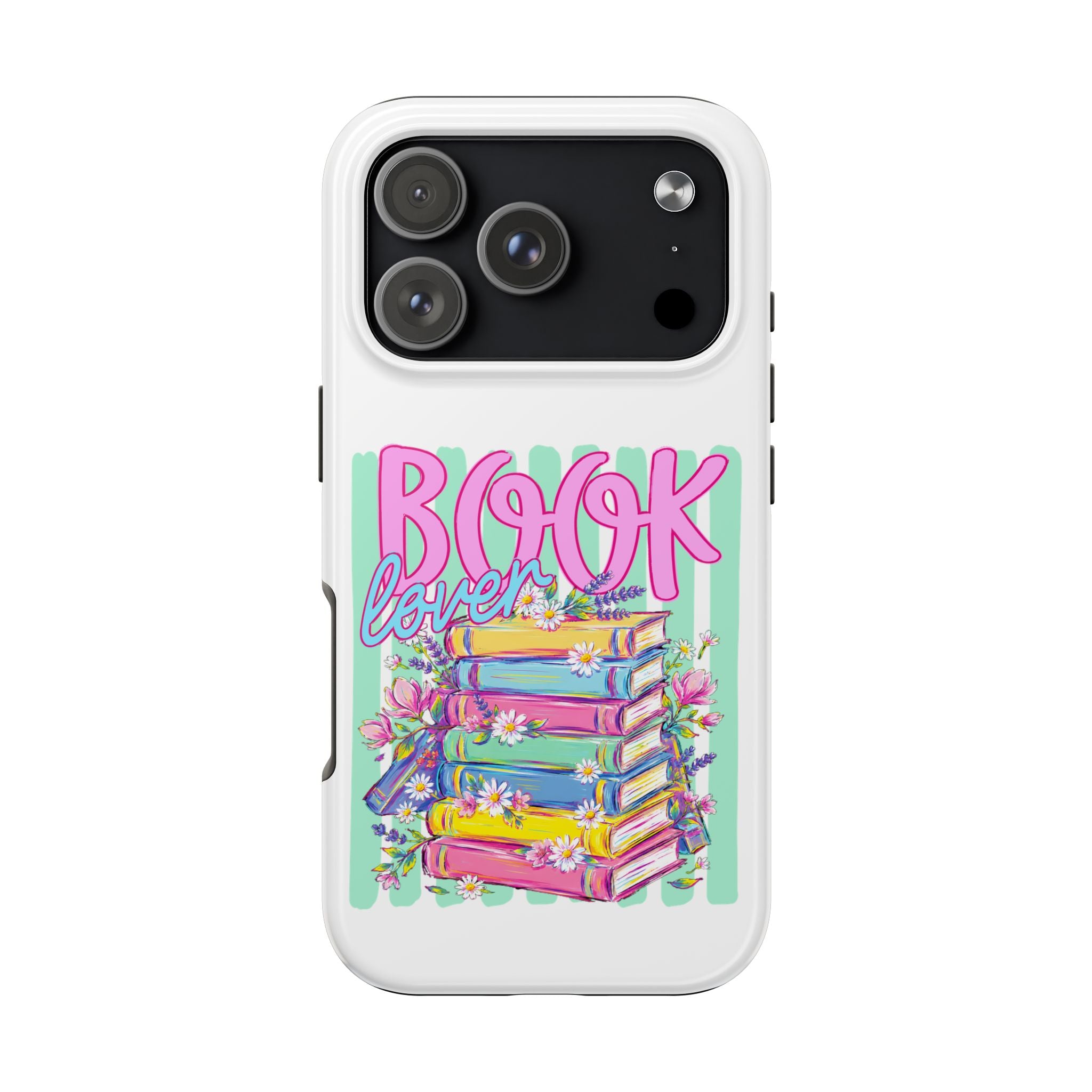 Book Lover Tough Phone Case — Colorful Stack of Books Floral Design