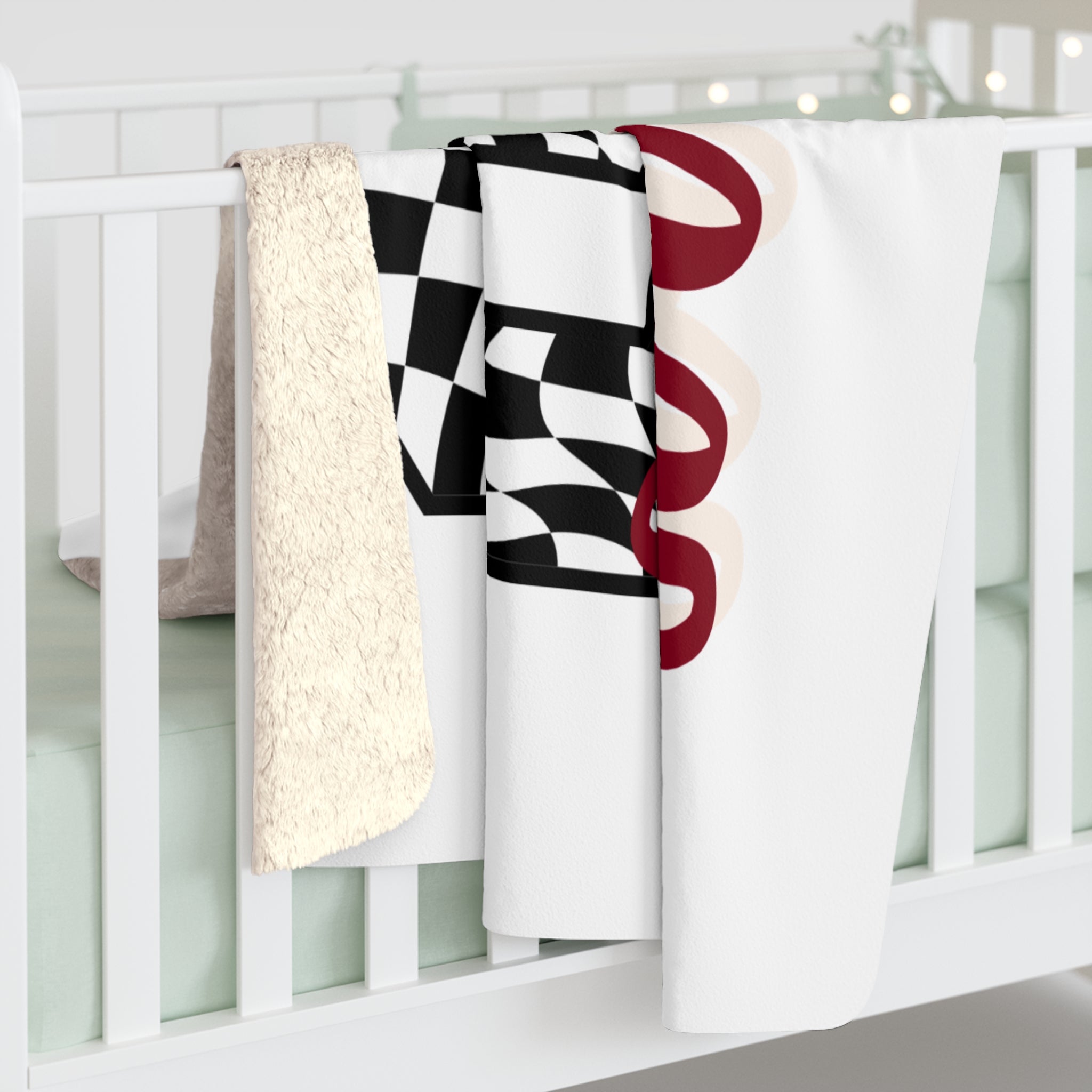 Sherpa Fleece Blanket — '00s Sooner Design (Checkered Number & Script)