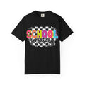 School Secretary T-Shirt — Retro Checkerboard Design