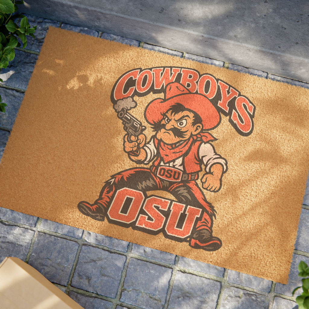 OSU Cowboys Doormat — Rustic Cowboy Mascot Welcome Mat