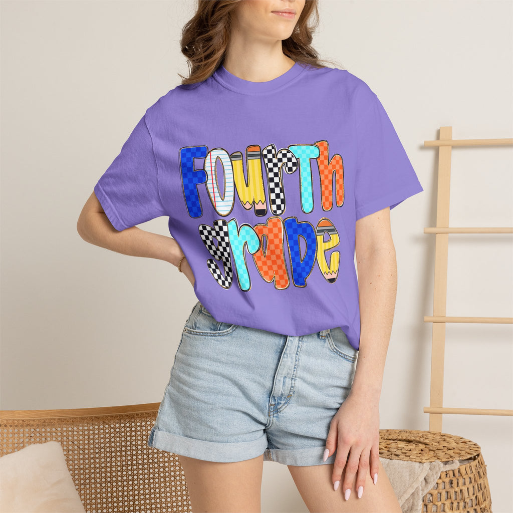 Fourth Grade T-Shirt — Colorful Retro Lettering Tee for Kids
