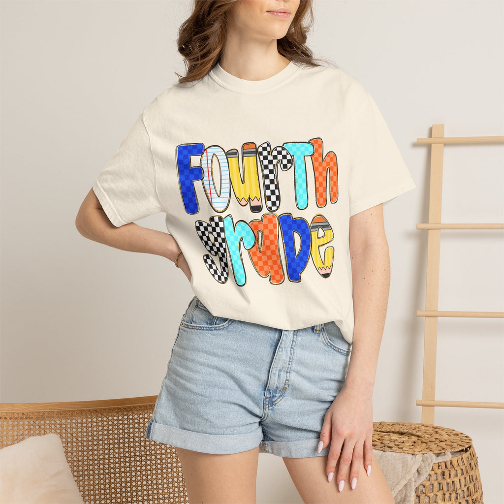 Fourth Grade T-Shirt — Colorful Retro Lettering Tee for Kids