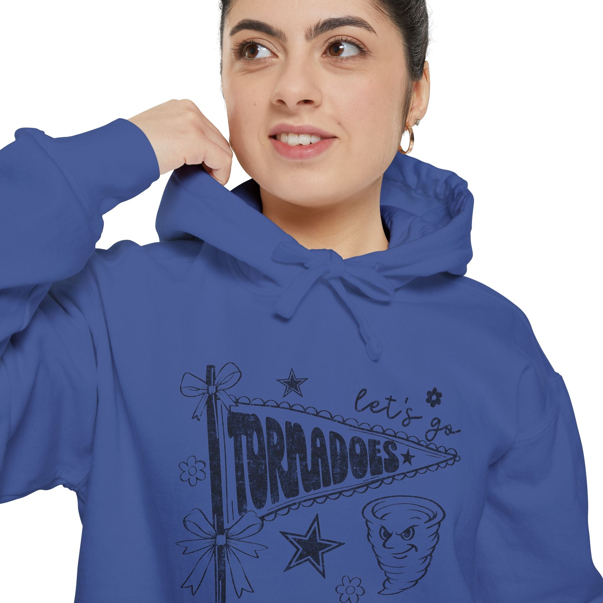 Tornadoes Graphic Hoodie — Retro Pennant Design with 'Let's Go' Text