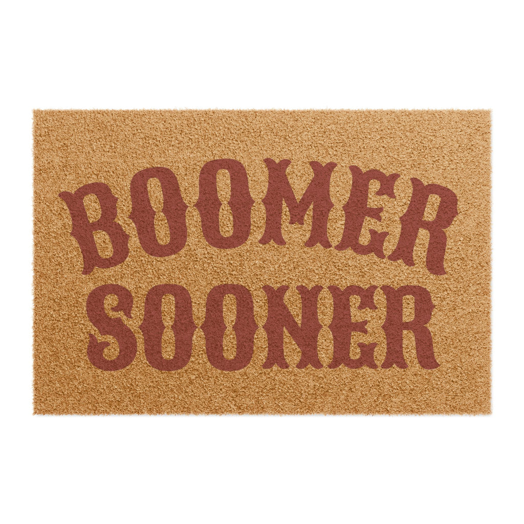 Boomer Sooner Doormat — Oklahoma Sooners Welcome Mat, Collegiate Game Day Porch Rug