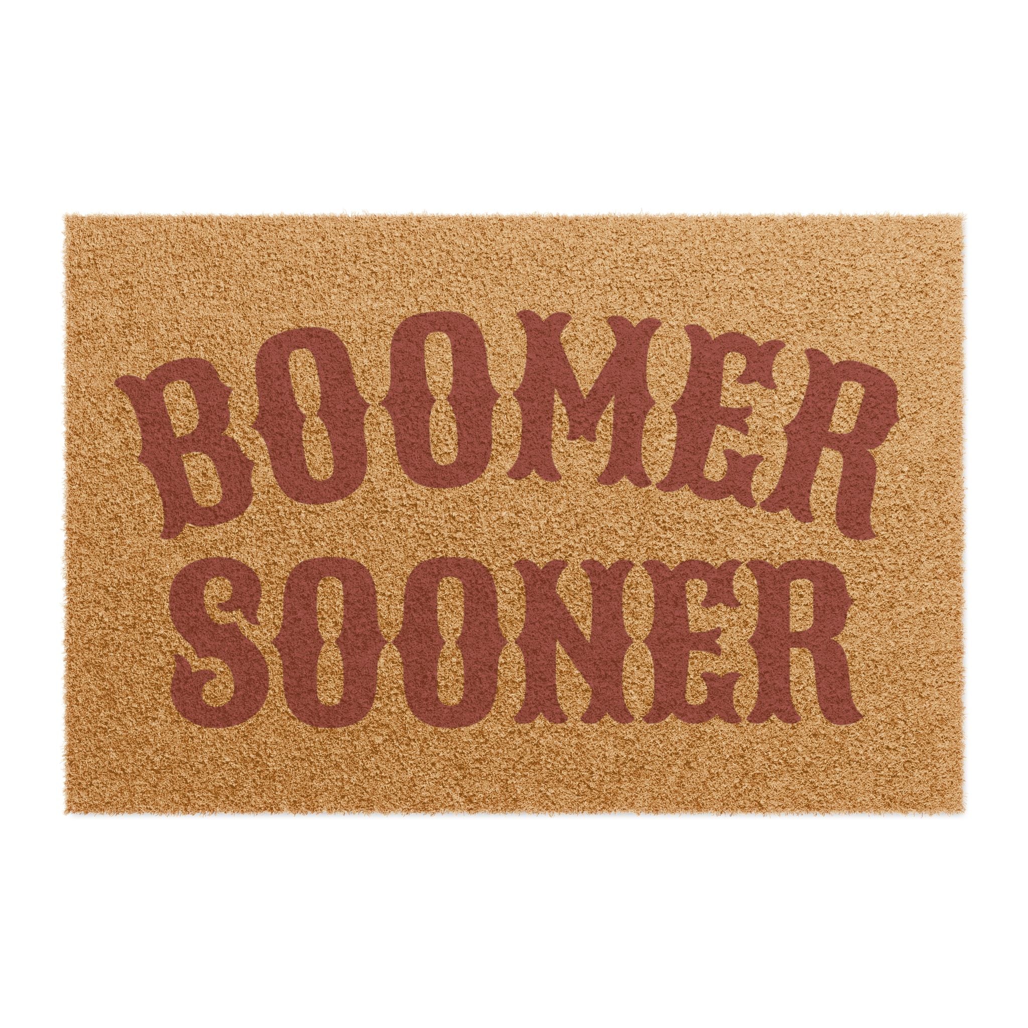 Boomer Sooner Doormat — Oklahoma Sooners Welcome Mat, Collegiate Game Day Porch Rug