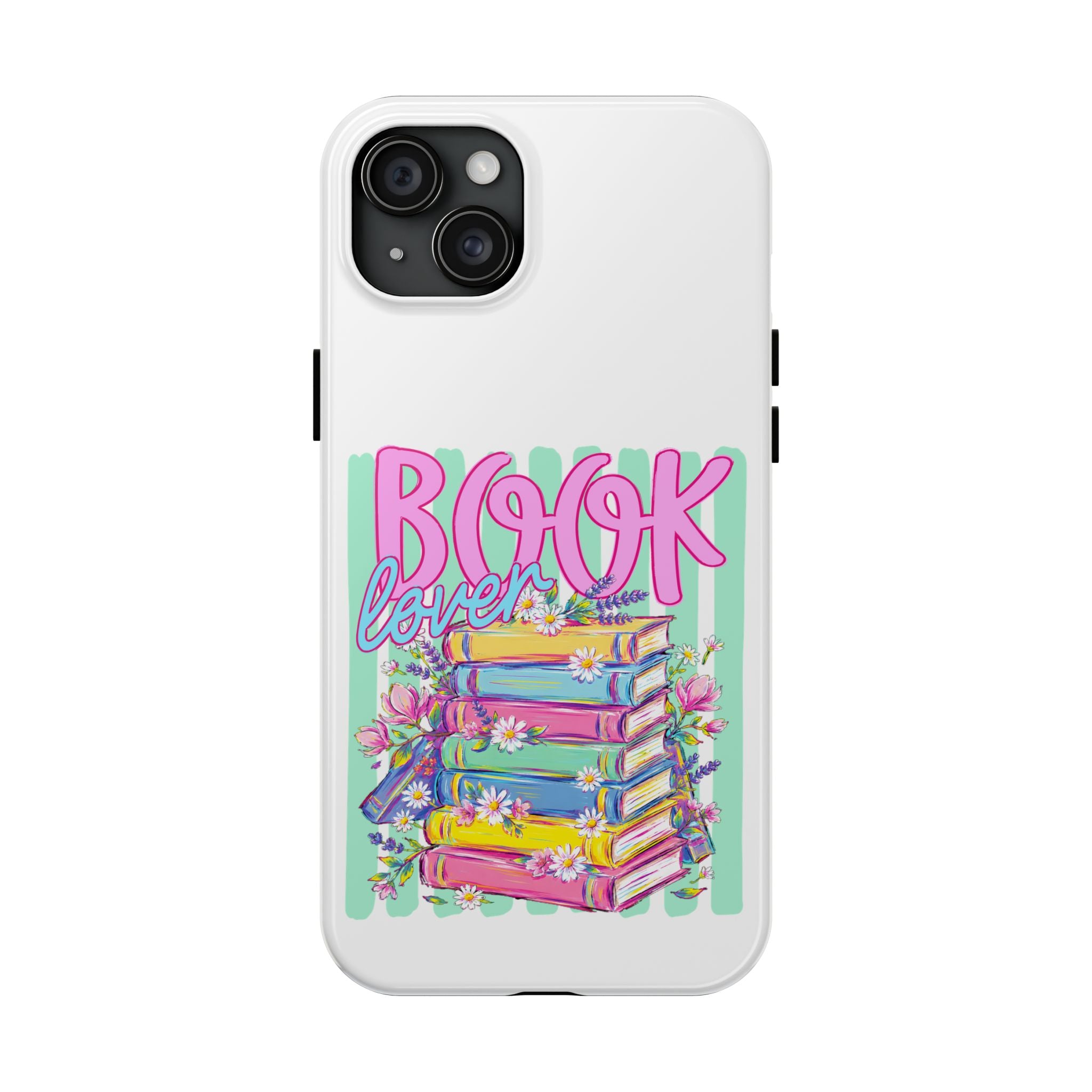 Book Lover Tough Phone Case — Colorful Stack of Books Floral Design